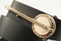 Кожаный ремень с пряжкой "BANJO" (Банджо), латунь