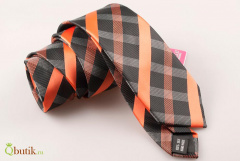 Классический галстук в оранжевую полоску "Salman", 7 см