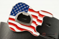 Кожаный ремень с пряжкой "US FLAG-BOTTLE OPENER" (Корпус гитары с открывалкой для бутылок)
