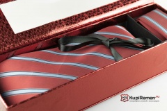 Мужской красный галстук ARISTOKRAT с нагрудным платком в коробке