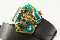 Кожаный ремень с пряжкой "Нефритовый дракон"