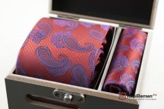Мужской галстук с нагрудным платком Roberto Fzancrin в деревянной коробке