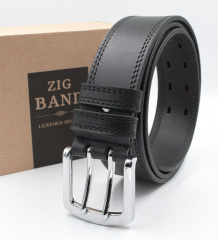 Широкий кожаный ремень ZiG BAND большого размера с прошивкой