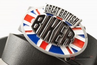 Кожаный ремень с пряжкой "GREAT BRITISH BIKER" 
