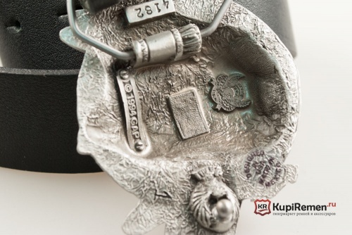 Кожаный ремень с пряжкой "BUFFALO ON INDIAN SHIELD" (Голова буйвола) 3D - kupiremen.ru
