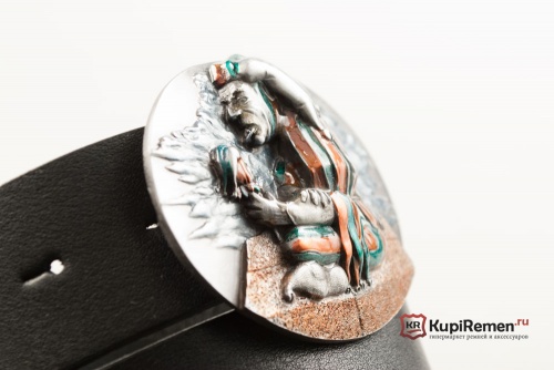 Кожаный ремень с пряжкой "JESTER" (Шут) 3D - kupiremen.ru