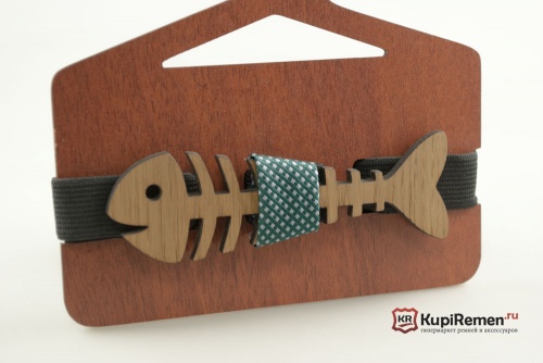 Деревянный галстук-бабочка РЫБА - kupiremen.ru