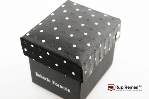 Чёрный узкий галстук Roberto Fzancrin в горошек - kupiremen.ru