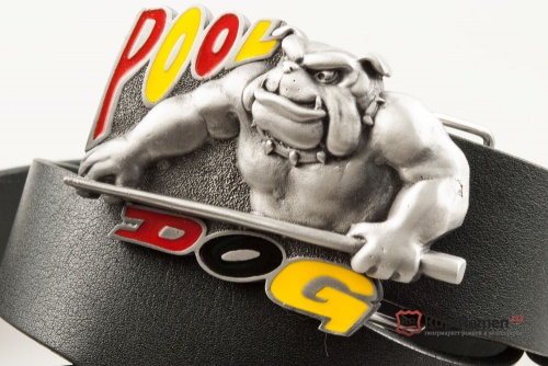 Кожаный ремень с пряжкой "POOL DOG" 3D - kupiremen.ru
