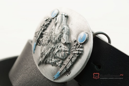 Кожаный ремень с пряжкой "WOLF HEAD" (Голова волка) 3D - kupiremen.ru