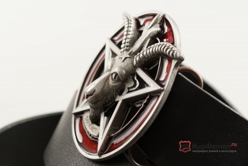 Кожаный ремень с пряжкой "BAPHOMET" (Бафомет) - kupiremen.ru