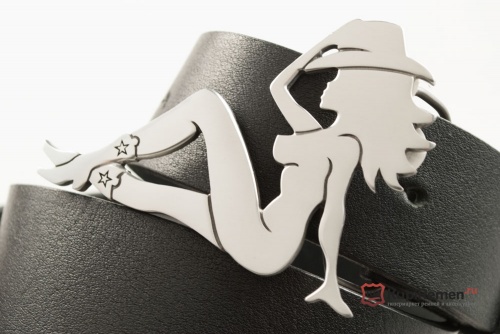 Кожаный ремень с пряжкой "NUDE COWGIRL BOOT AND HAT" (Ковбойка в сапогах и шляпе) - kupiremen.ru