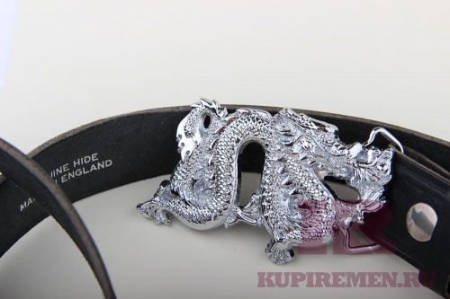 Кожаный ремень с пряжкой "Серебрянный дракон" - kupiremen.ru