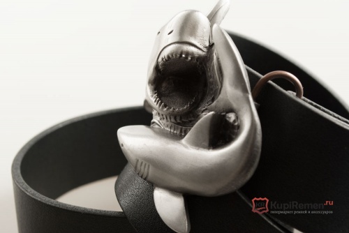 Кожаный ремень с пряжкой "SHARK" (Акулы) 3D - kupiremen.ru