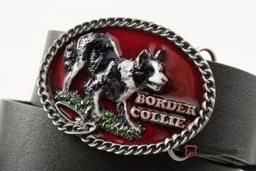 Кожаный ремень с пряжкой "BORDER COLLIE" (Пограничная колли) - kupiremen.ru