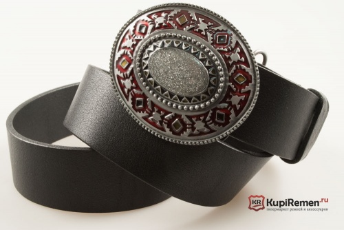 Кожаный ремень с пряжкой "Орнамент" - kupiremen.ru