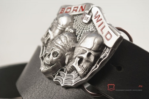 Кожаный ремень с пряжкой "BORN TO BE WILD" (Рождённый быть диким) 3D - kupiremen.ru