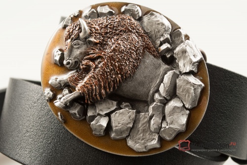Кожаный ремень с пряжкой "BUFFALO" (Бизон) 3D - kupiremen.ru
