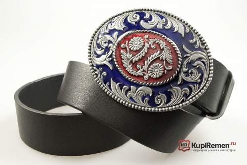 Кожаный ремень с пряжкой "OVAL SCROLLS" (Овальные завитки) - kupiremen.ru