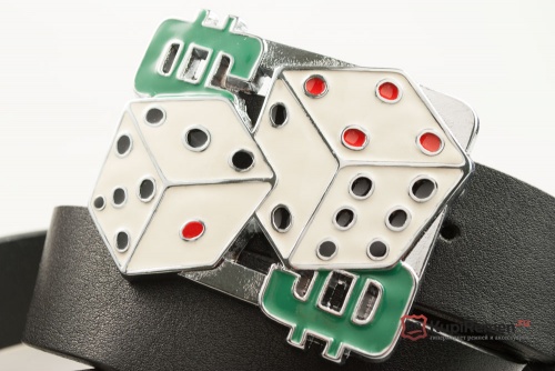 Кожаный ремень с пряжкой "DICE" (игра в кости) - kupiremen.ru