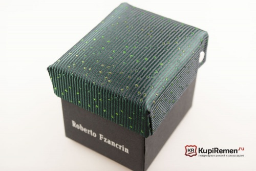 Зелёный узкий галстук Roberto Fzancrin в коробке - kupiremen.ru