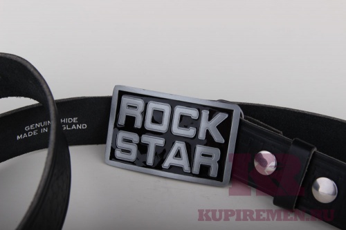 Кожаный ремень с пряжкой "ROCK STAR" (Рок-звезда) - kupiremen.ru
