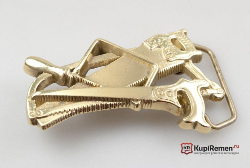 Пряжка для ремня "CARPENTER SAWS" (инструменты плотника), латунь - kupiremen.ru