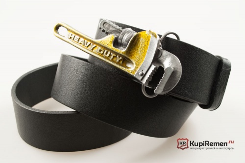 Кожаный ремень с пряжкой "HEAVY DUTY" (Брутальный) 3D - kupiremen.ru