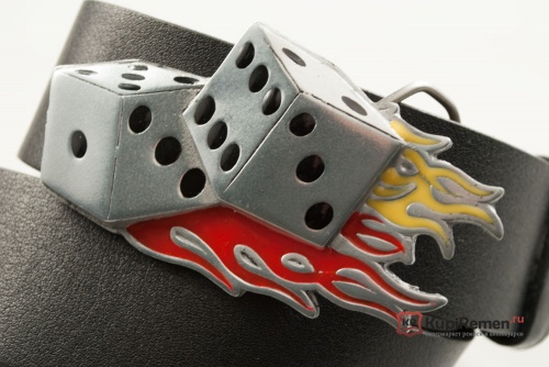 Кожаный ремень с пряжкой "FLAMING DICE" (Пылающие кости) - kupiremen.ru