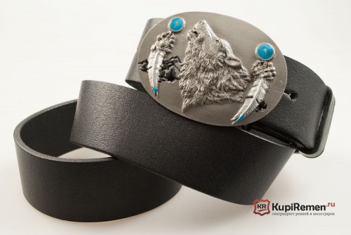 Кожаный ремень с пряжкой "WOLF HEAD" (Голова волка) 3D - kupiremen.ru