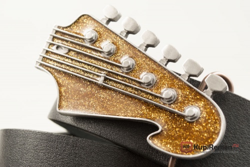 Кожаный ремень с пряжкой "LEAD GUITAR HEAD" (Голова соло-гитары) 3D - kupiremen.ru
