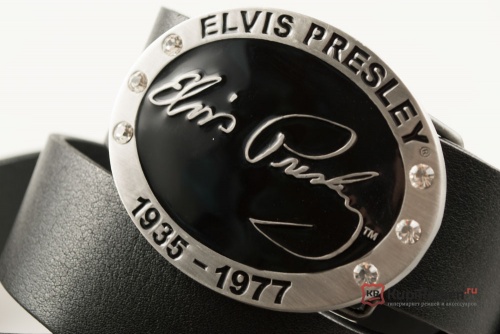Кожаный ремень с пряжкой "ELVIS PRESLEY 1935 - 1977" (Года жизни Элвиса Пресли) - kupiremen.ru