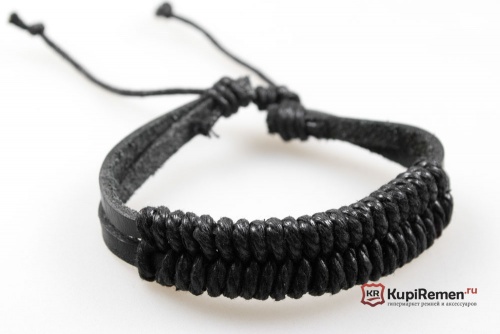 Браслет из экокожи и текстиля Косичка - kupiremen.ru