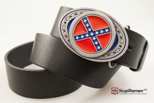 Кожаный ремень с пряжкой "CONFEDERATE FLAG" (Флаг Конфедерации) 3D - kupiremen.ru