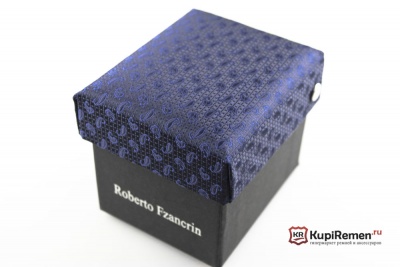 Узкий галстук синего цвета Roberto Fzancrin в коробке - kupiremen.ru