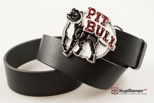 Кожаный ремень с пряжкой "Pit bull" (Питбультерьер) - kupiremen.ru