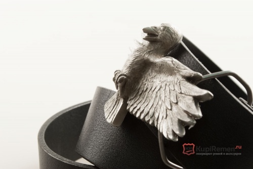 Кожаный ремень с пряжкой "RAVEN" (Ворон) - kupiremen.ru