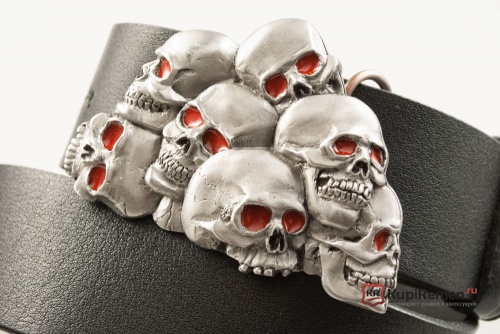 Кожаный ремень с пряжкой "PILE OF SKULLS" (Груда черепов) 3D - kupiremen.ru