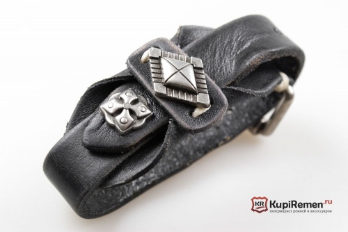 Кожаный браслет с клёпками - kupiremen.ru