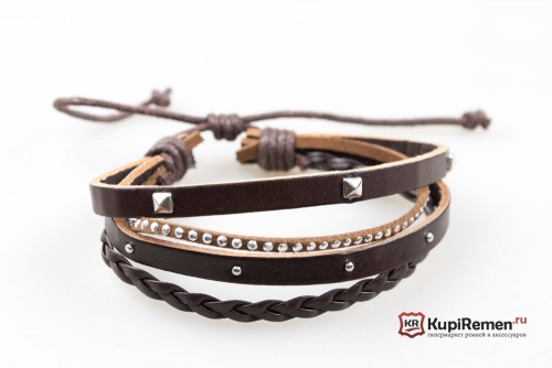 Комбинированный браслет с клёпками - kupiremen.ru