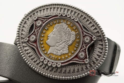 Кожаный ремень с пряжкой "COIN 1921" (1 доллар 1921 г) 3D - kupiremen.ru