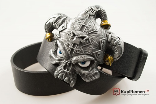 Кожаный ремень с пряжкой "JOKER SKULL" (Череп шута) 3D - kupiremen.ru