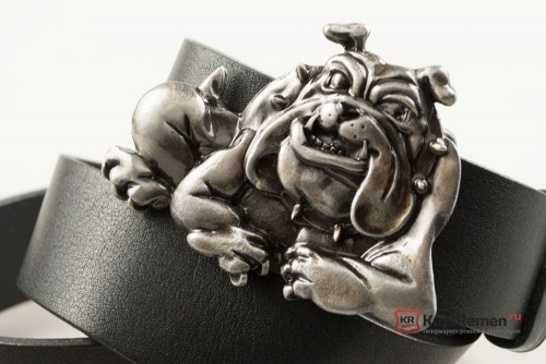 Кожаный ремень с пряжкой "SPIKE BULLDOG" (Бульдог Спайк) 3D - kupiremen.ru