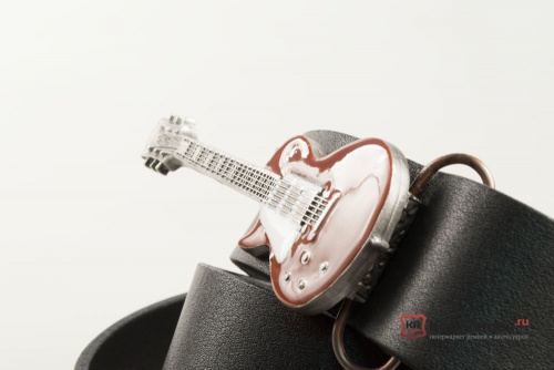 Кожаный ремень с пряжкой "GUITAR - BROWN" - kupiremen.ru