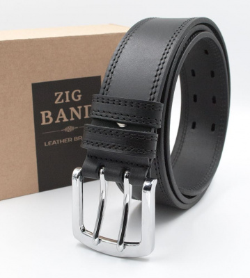 Широкий кожаный ремень ZiG BAND с прошивкой - kupiremen.ru