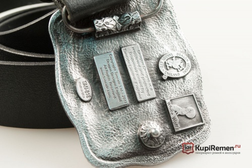 Кожаный ремень с пряжкой "GOLDEN NUGGET SALOON" (Салон "Золотой самородок") 3D - kupiremen.ru