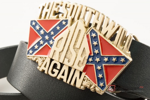Кожаный ремень с пряжкой "The South will Rise Again" (Восстание Юга) - kupiremen.ru