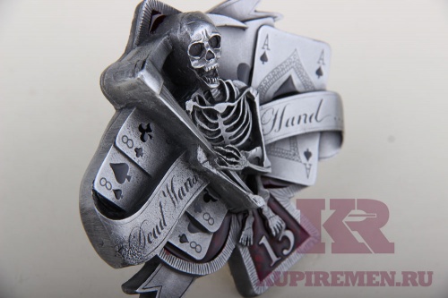 Кожаный ремень с пряжкой "DEAD MAN'S HAND" - kupiremen.ru