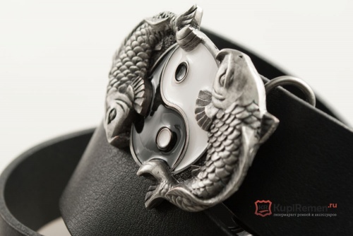 Ремень с пряжкой "YING YANG FISH" (Рыбы Инь-Янь) 3D - kupiremen.ru