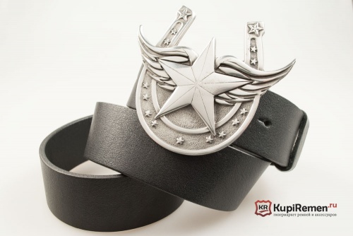 Кожаный ремень с пряжкой "STAR ON WINGS" (ЗВЕЗДА НА КРЫЛЬЯХ) - kupiremen.ru